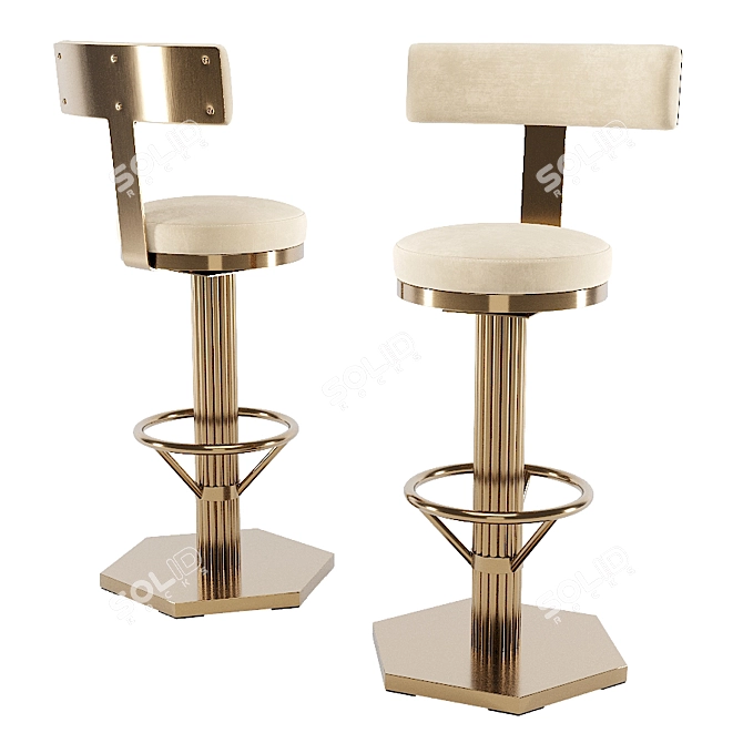 Title: Luxury Swivel Gold Bar Chair 3D model image 4