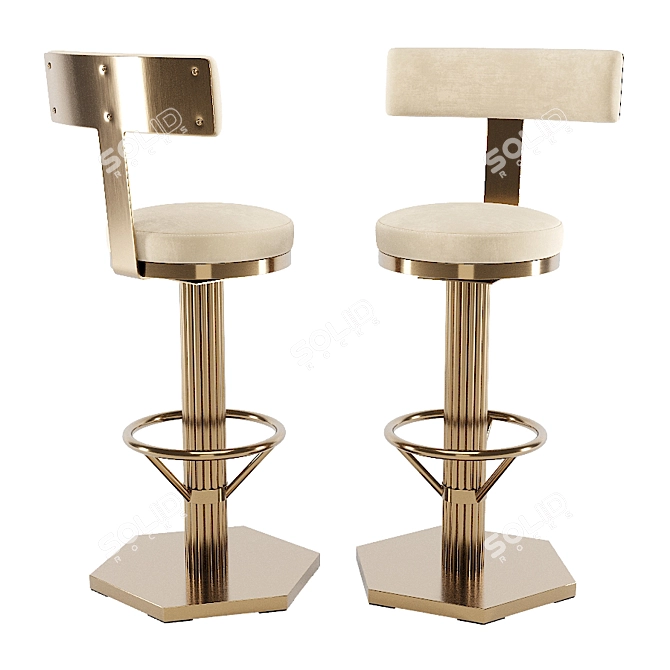 Title: Luxury Swivel Gold Bar Chair 3D model image 7