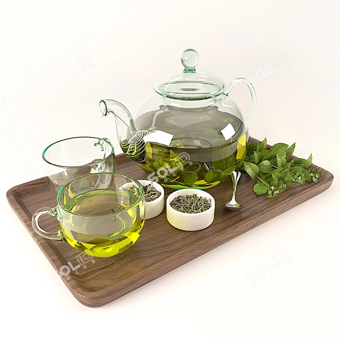 Elegant Tea Set Collection 3D model image 1