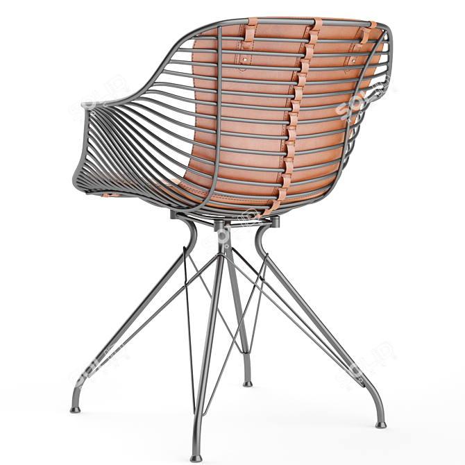 Modern Wire Leather Dining Chair 3D model image 4