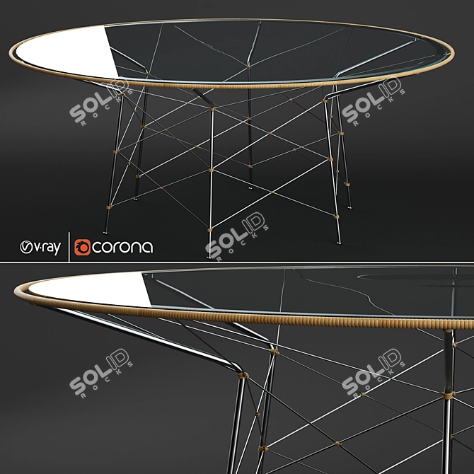 Modern Whisk Glass Top Dining Table 3D model image 1