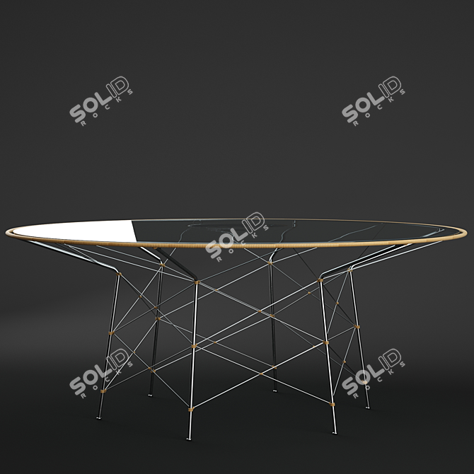 Modern Whisk Glass Top Dining Table 3D model image 4
