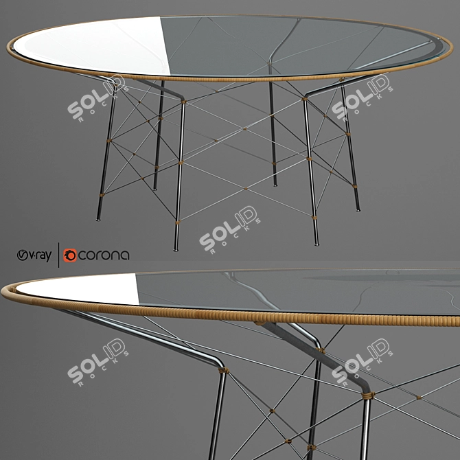 Modern Whisk Glass Top Dining Table 3D model image 6