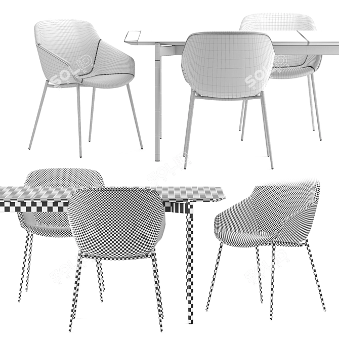 Modern Vienna Chair and Augusta Table: Stylish and Functional 3D model image 2