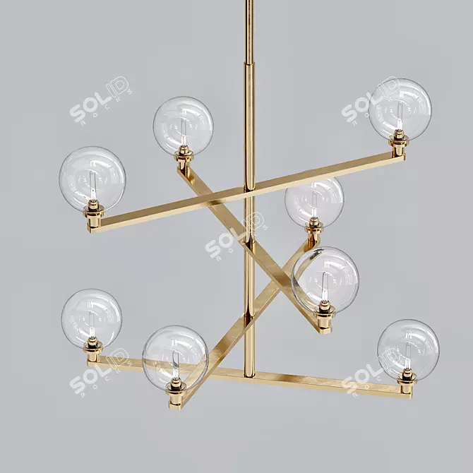 Gambit Chandelier: Aged Brass Elegance 3D model image 1