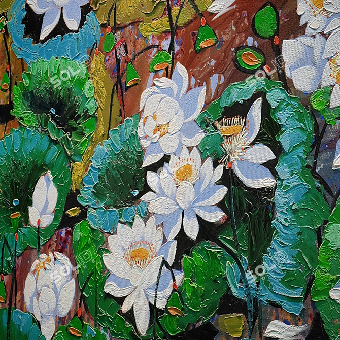  Tran Cuong Lotus Pond Oil Painting 3D model image 5