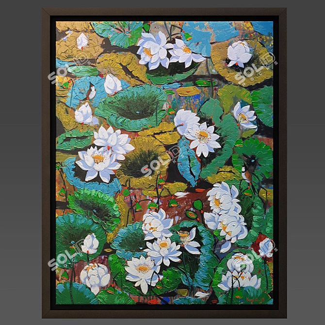 Tran Cuong Lotus Pond Oil Painting 3D model image 6