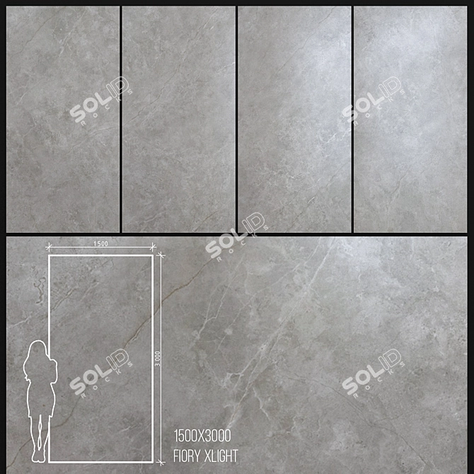 XLIGHT Fiory: 1500x3000 Ceramic Wall Tile 3D model image 1