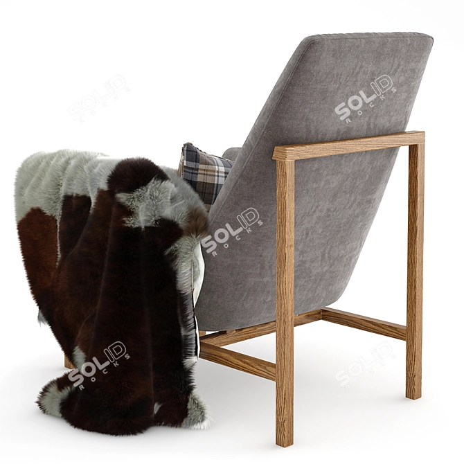 Elegant Timber Armchair: Okha NICCI 3D model image 3