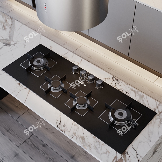 Title: Modern Kitchen Set 3D model image 4