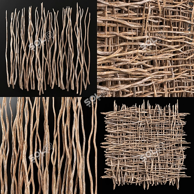 Curved Branch Decor: Versatile Long Branches 3D model image 1