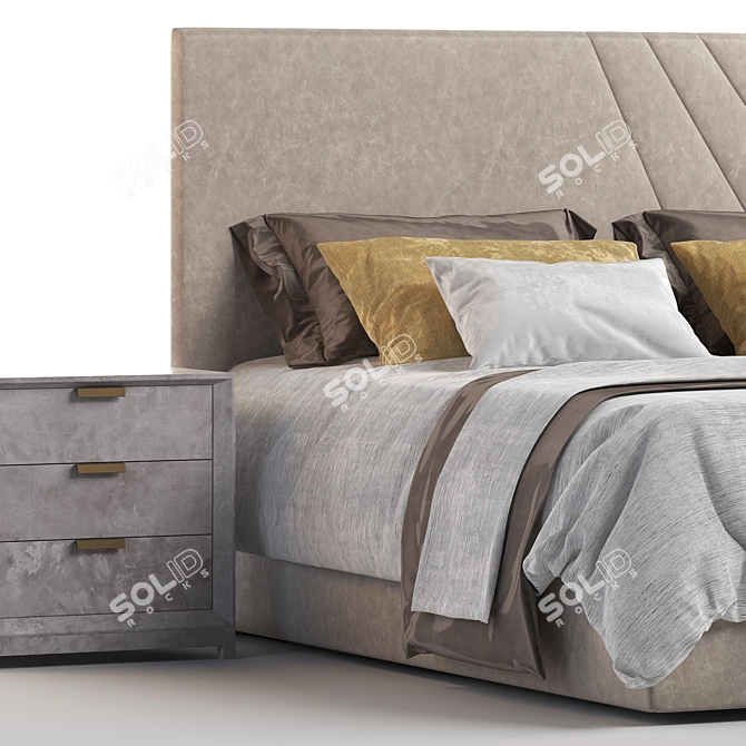 Luxury Double Bed with UV Unwrap 3D model image 2