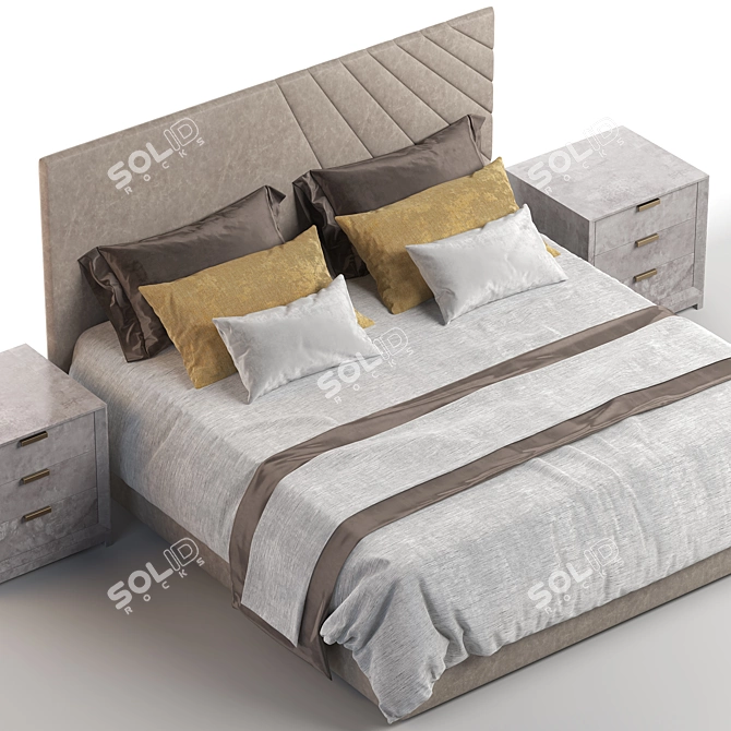 Luxury Double Bed with UV Unwrap 3D model image 3