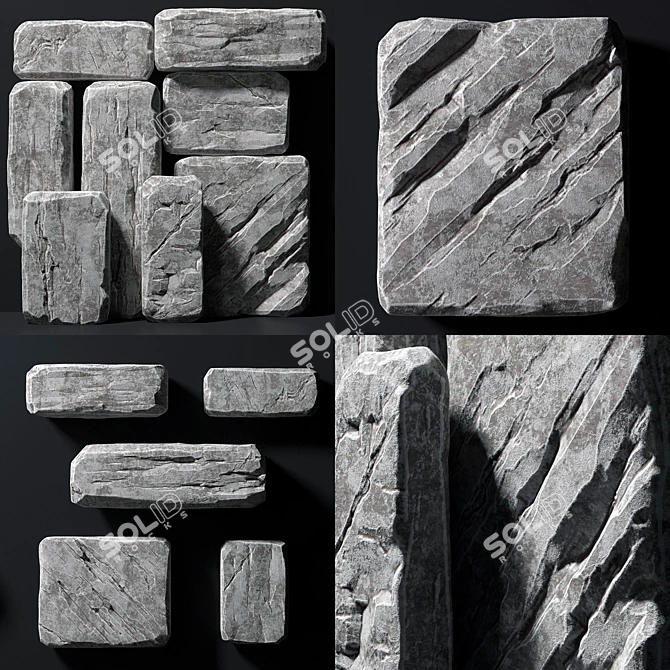 Title: Large Slab Stone Rock 3D model image 1