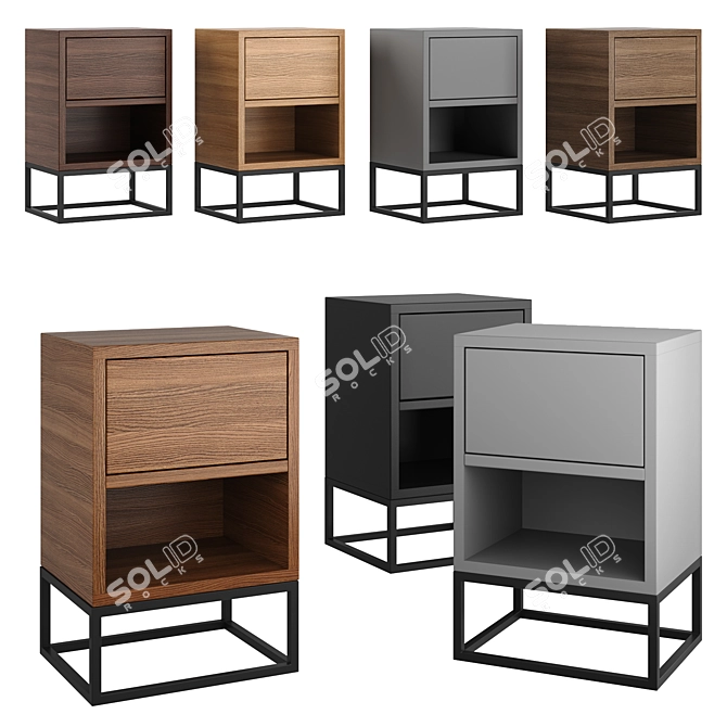 Modern Minimal Bedside Table 3D model image 1