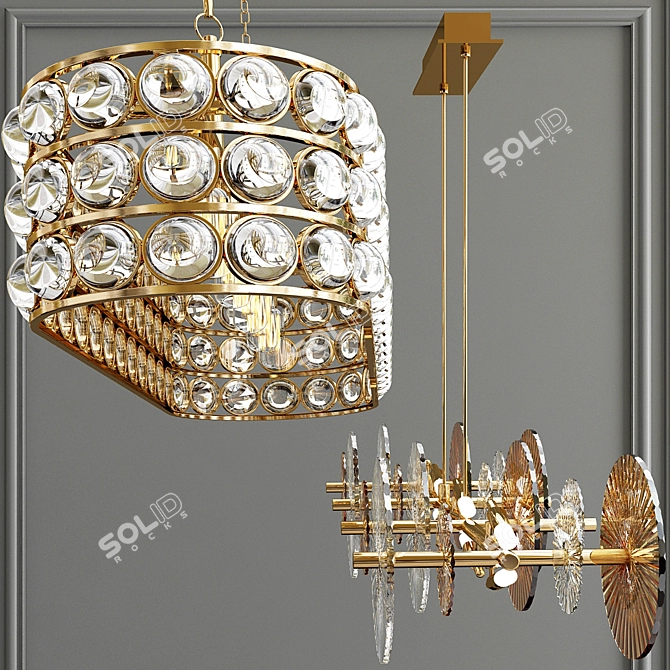 Elegant Collection of Hanging Chandeliers 3D model image 2