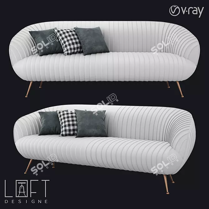 Modern Metal and Eco-Leather Sofa 3D model image 1