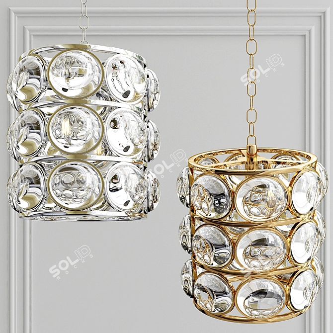 Elegant Gold Pendant Chandelier 3D model image 1