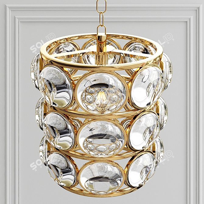 Elegant Gold Pendant Chandelier 3D model image 2
