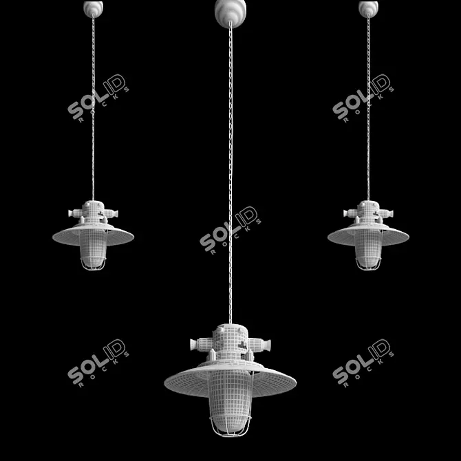 3-Light Ceiling Fixture 3D model image 3