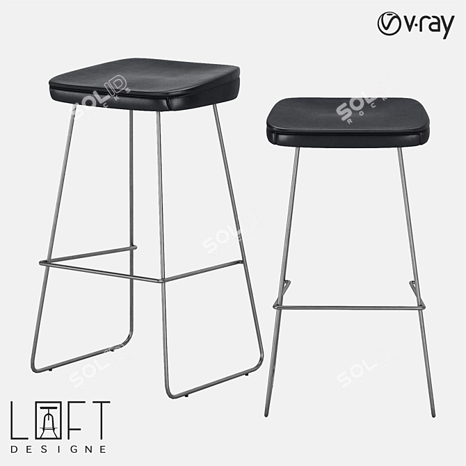 Metallic Eco-Leather Barstool | LoftDesigne 1443 3D model image 1