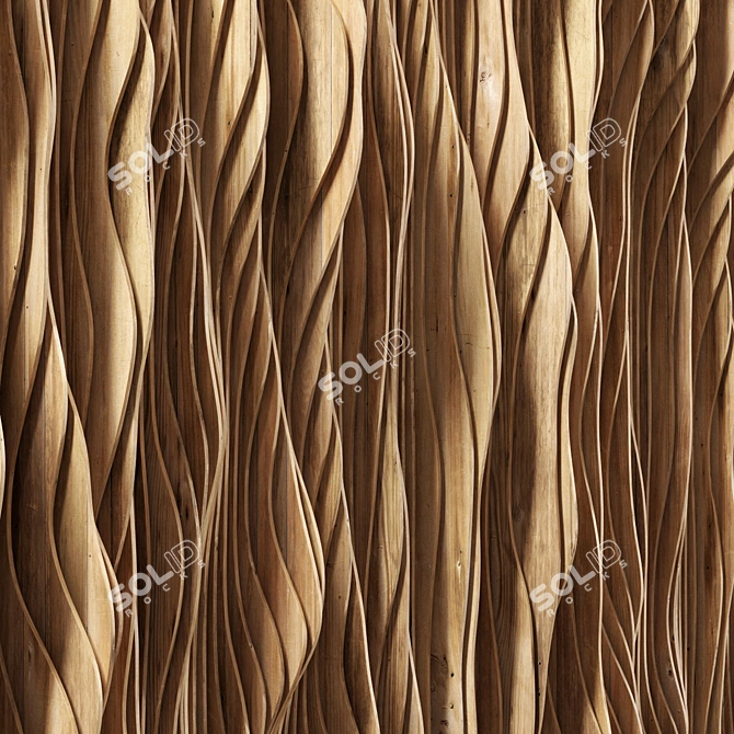Parametric Wave Wood Panel 3D model image 2