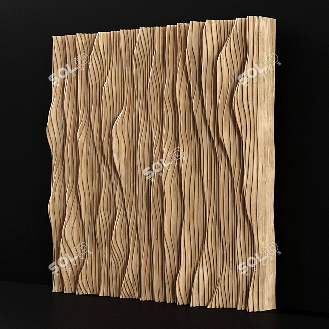 Parametric Wave Wood Panel 3D model image 4