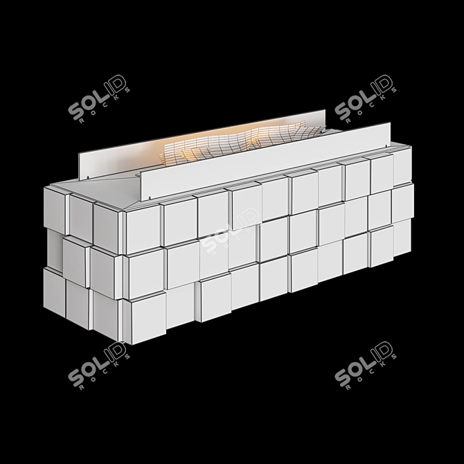 Modern Tetris Floor Biofireplace - Stylish 3D Panels 3D model image 3