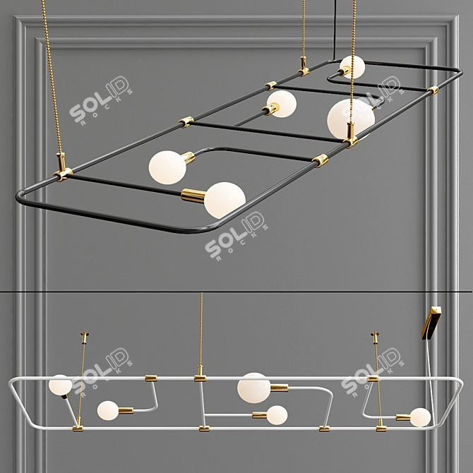 Modern Metal Chandelier: Boben 05 3D model image 2