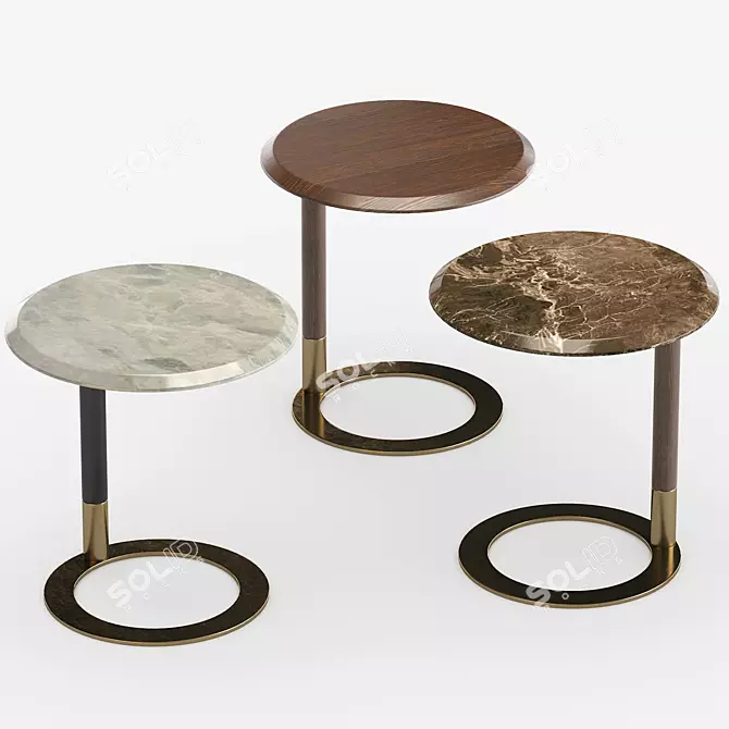 Elegant Walnut Side Table 3D model image 2