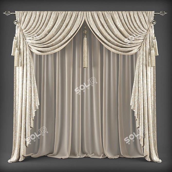 Elegant Poly Curtains 3D model image 1