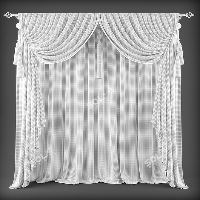 Elegant Poly Curtains 3D model image 2