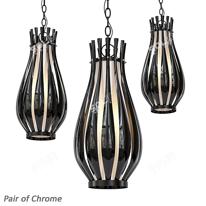 Sonneman Chrome Pendant Lamps 3D model image 1