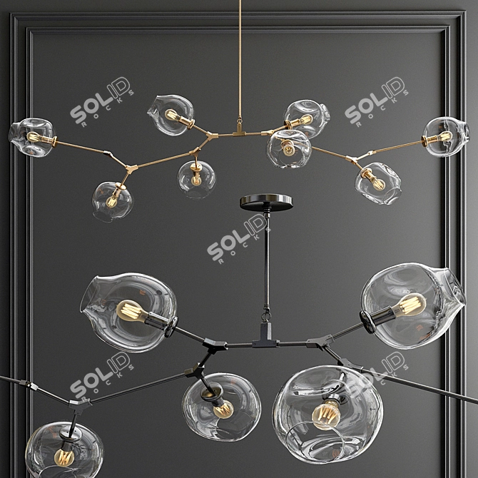 Elegant Branching Bubble Chandeliers 3D model image 2