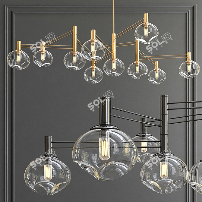 Elegant Branching Bubble Chandeliers 3D model image 3