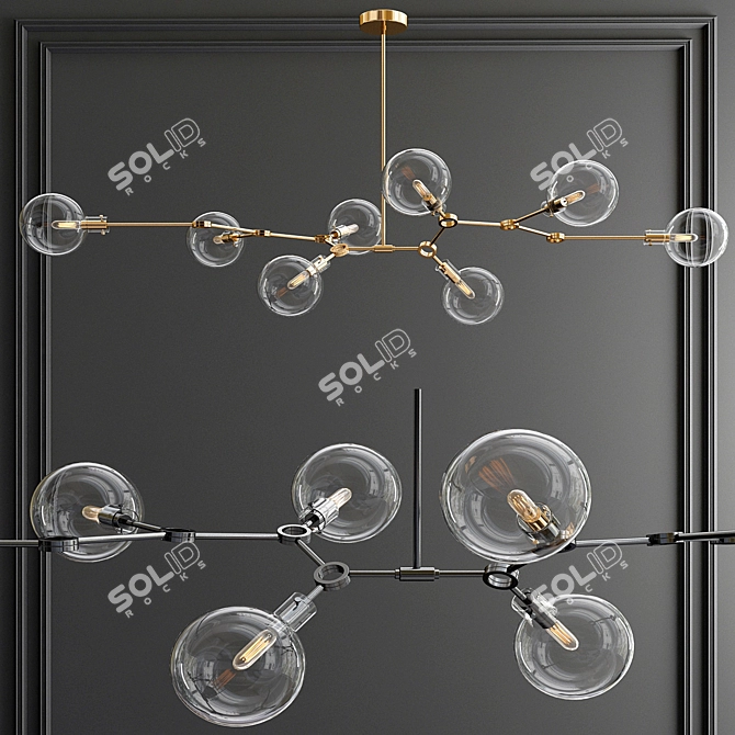 Elegant Branching Bubble Chandeliers 3D model image 4