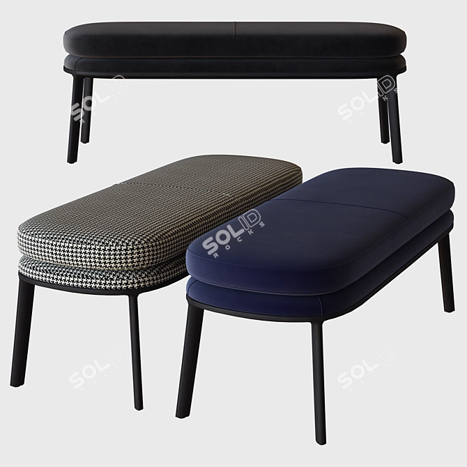 Sleek Caratos Bench: Modern Design 3D model image 2