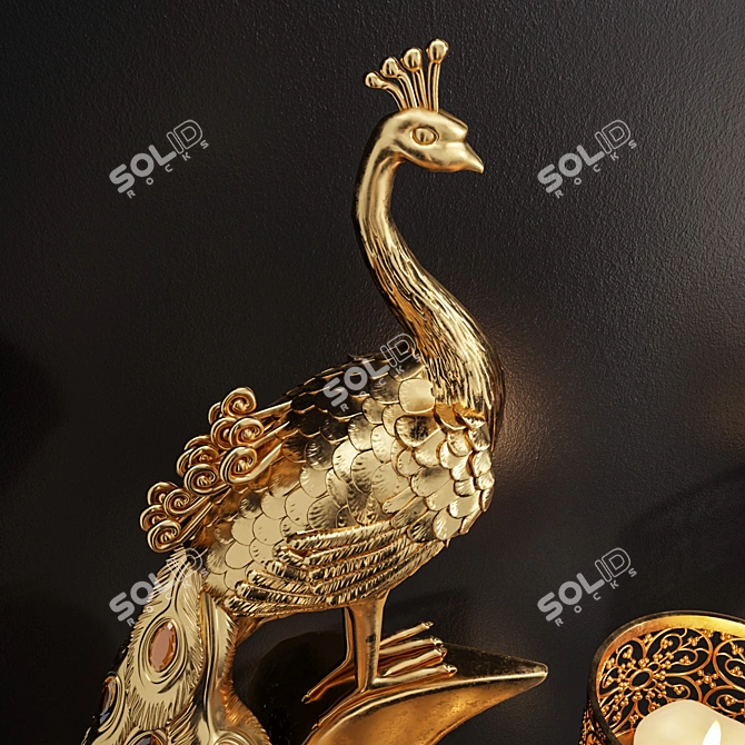 25-Piece Peacock and Candle Decoration Set 3D model image 2