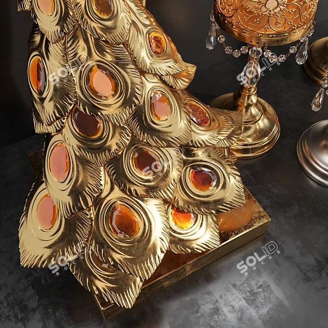 25-Piece Peacock and Candle Decoration Set 3D model image 3