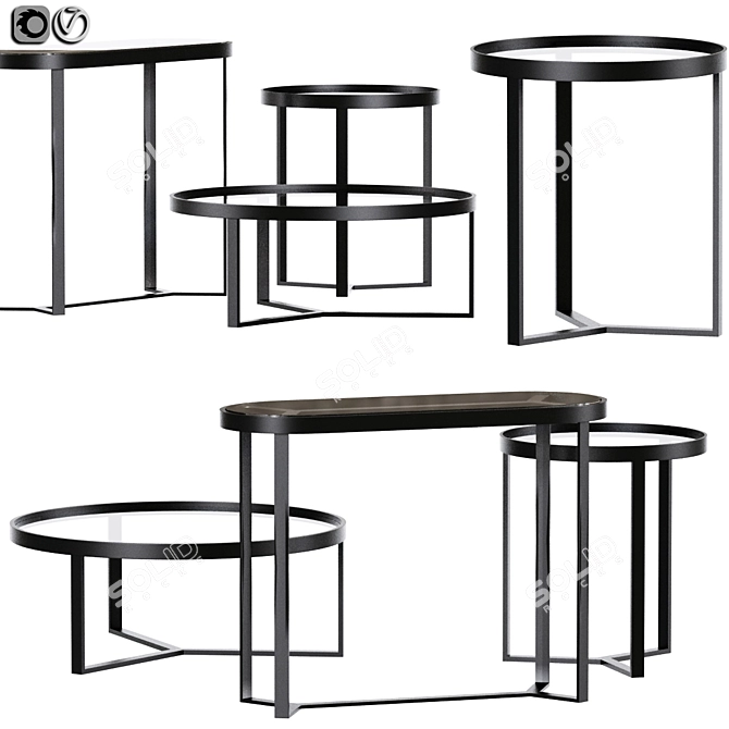 Modern Aula Console Table Set 3D model image 1