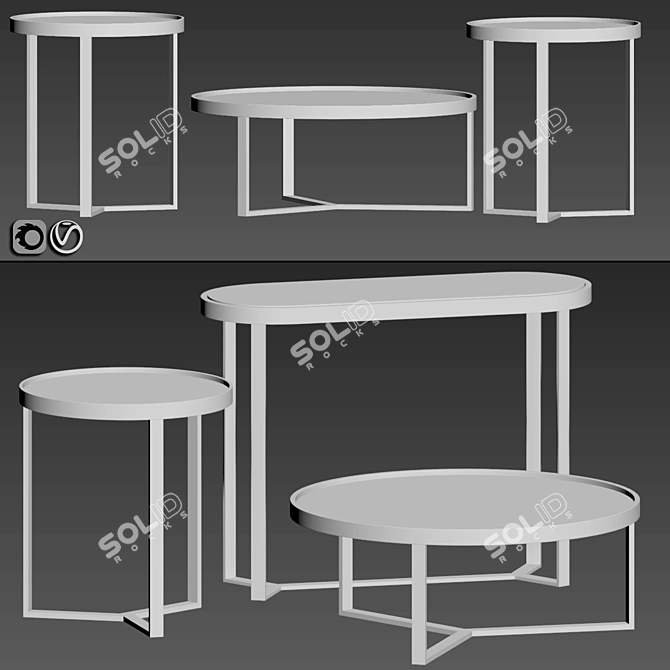 Modern Aula Console Table Set 3D model image 2