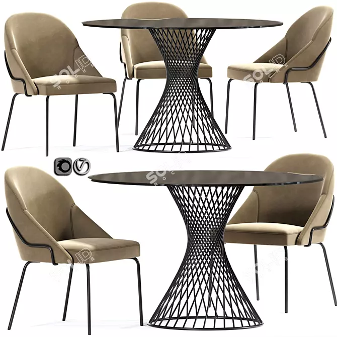 Chic Paris Chair & Calligaris Table 3D model image 1