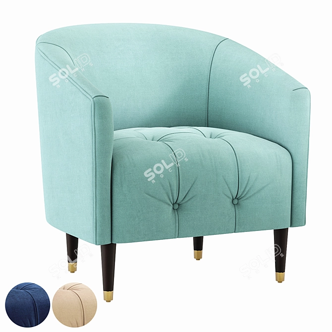 Ayesha Velvet Accent Chair 3D model image 1