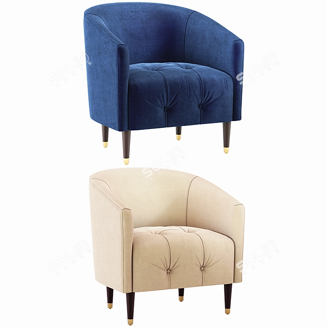 Ayesha Velvet Accent Chair 3D model image 2