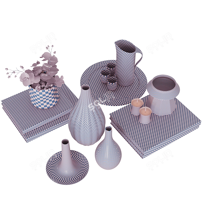 Elegant Decor Set: Books, Vases, Tray & Tom Dixon Candle 3D model image 3