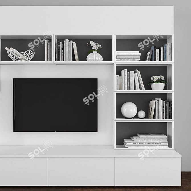 Modern TV Stand Set in Polys - 150546 3D model image 2