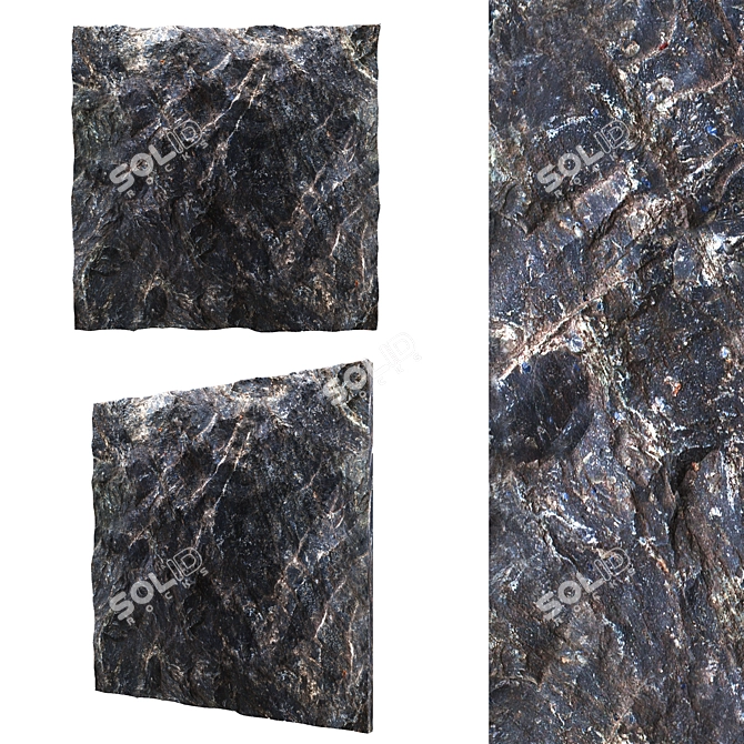 High-Res Stone Wall Panel 3D model image 2