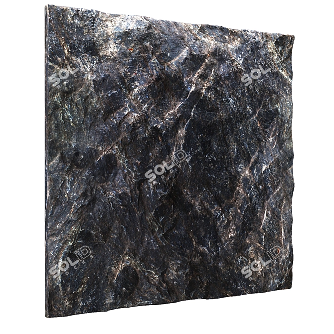 High-Res Stone Wall Panel 3D model image 4
