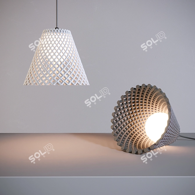 Elegant Concrete Helia Pendant 3D model image 1