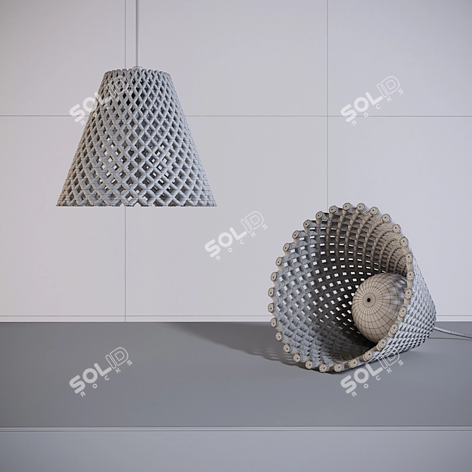 Elegant Concrete Helia Pendant 3D model image 4